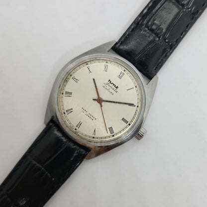Vintage Original HMTJanata Deluxe Hand Winding 17 Jewels Silver Face Men's Wrist Watch OG180