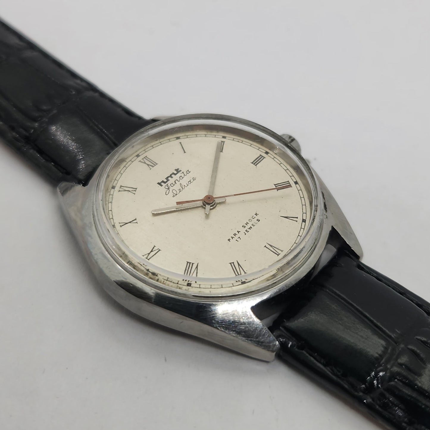 Vintage Original HMTJanata Deluxe Hand Winding 17 Jewels Silver Face Men's Wrist Watch OG180