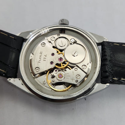 Vintage Original HMTJanata Deluxe Hand Winding 17 Jewels Silver Face Men's Wrist Watch OG180