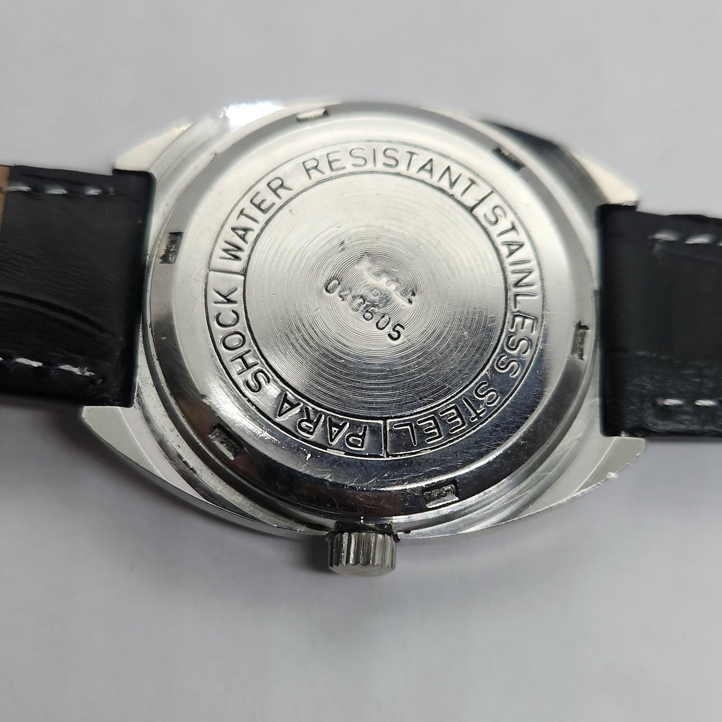 Vintage Original HMT Avinash Hand Winding 17 Jewels Silver Face Black Leather Strap Men's Wrist Watch OG181