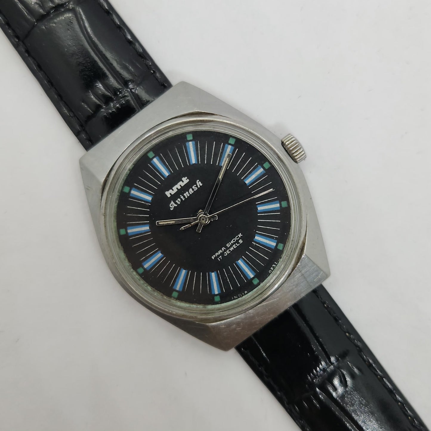 Vintage Original HMT Avinash Hand Winding 17 Jewels Black Face Men's Wrist Watch OG182