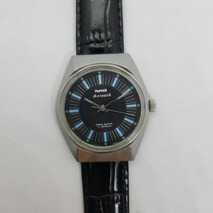 Vintage Original HMT Avinash Hand Winding 17 Jewels Black Face Men's Wrist Watch OG182
