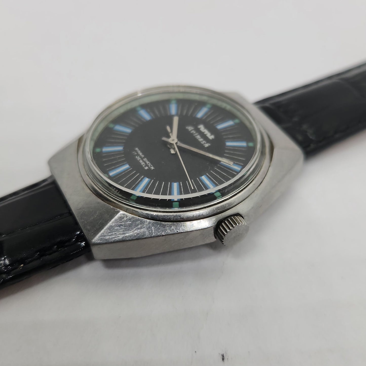 Vintage Original HMT Avinash Hand Winding 17 Jewels Black Face Men's Wrist Watch OG182