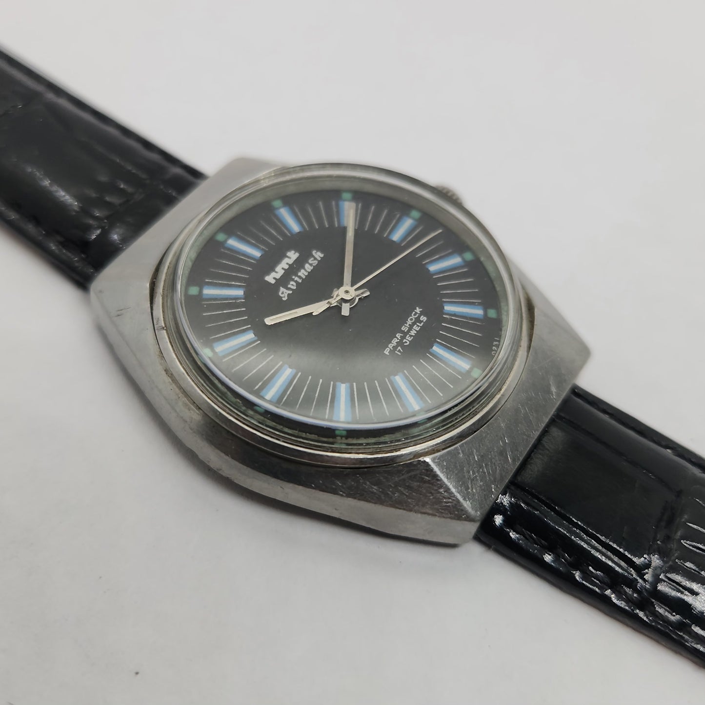 Vintage Original HMT Avinash Hand Winding 17 Jewels Black Face Men's Wrist Watch OG182