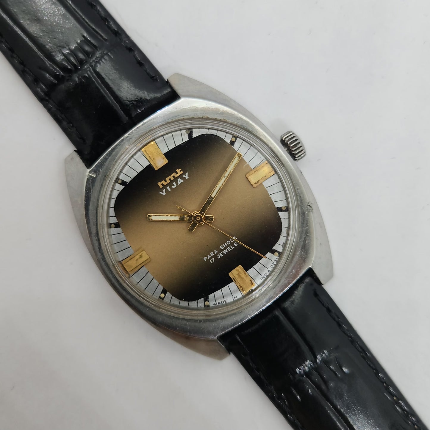 Vintage Original HMT Vijay Hand Winding 17 Jewels Brown Face Men's Wrist Watch OG183