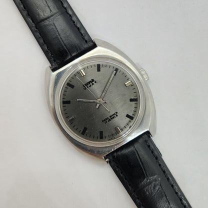 Vintage Original HMT Vijay Hand Winding 17 Jewels Black Face Black Leather Strap Men's Wrist Watch OG184