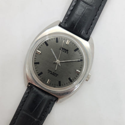 Vintage Original HMT Vijay Hand Winding 17 Jewels Black Face Black Leather Strap Men's Wrist Watch OG184