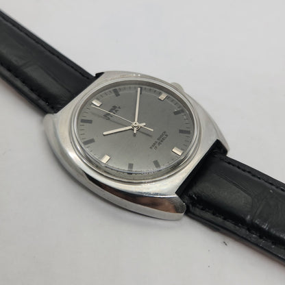Vintage Original HMT Vijay Hand Winding 17 Jewels Black Face Black Leather Strap Men's Wrist Watch OG184