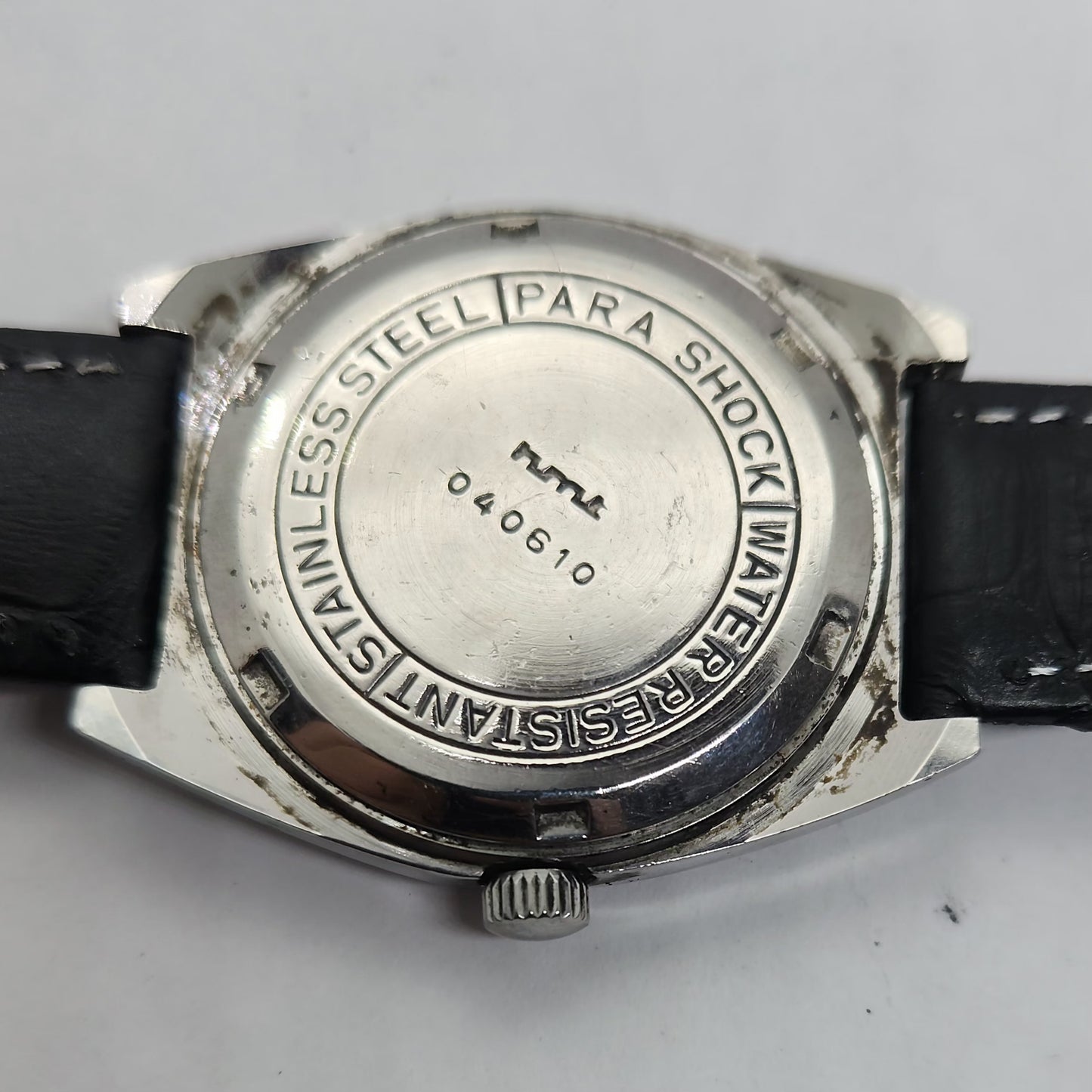 Vintage Original HMT Avinash Hand Winding 17 Jewels Blue Face Black Leather Strap Men's Wrist Watch OG186