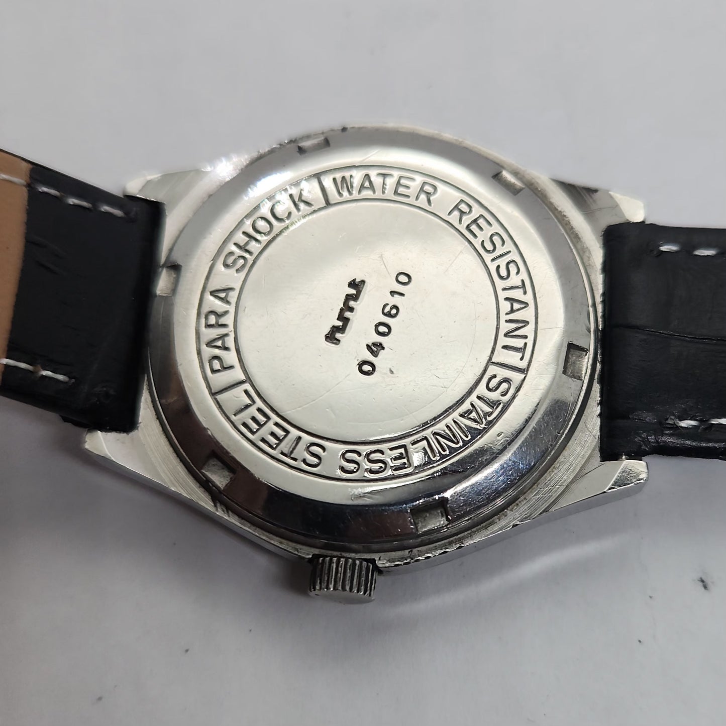 Vintage Original HMT Sarathi Hand Winding 17 Jewels Golden Face Black Leather Strap Men's Wrist Watch OG187