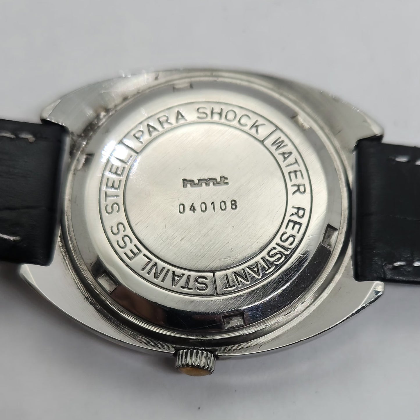 Vintage Original HMT Kohinoor Hand Winding 17 Jewels Yellow Face Brown Leather Strap Men's Wrist Watch OG188