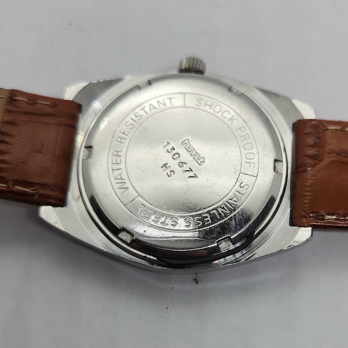 Vintage Original HMT Avinash Hand Winding 17 Jewels Black Face Brown Leather Strap Men's Wrist Watch OG190