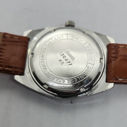 Vintage Original HMT Avinash Hand Winding 17 Jewels Black Face Brown Leather Strap Men's Wrist Watch OG190