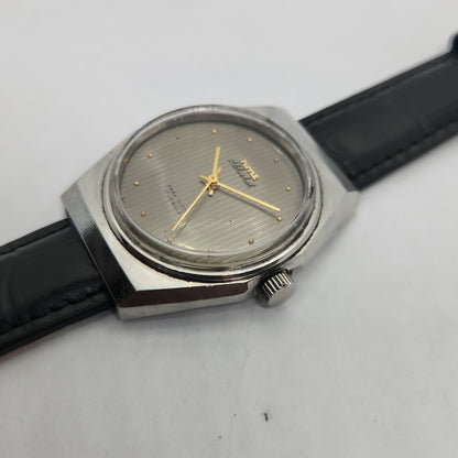 Vintage Original HMT Abhishek Hand Winding 17 Jewels Grey Face Black Leather Strap Men's Wrist Watch OG191