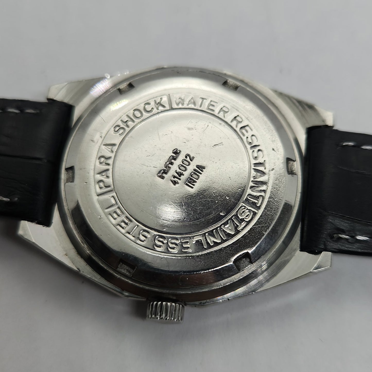 Vintage Original HMT Abhishek Hand Winding 17 Jewels Grey Face Black Leather Strap Men's Wrist Watch OG191