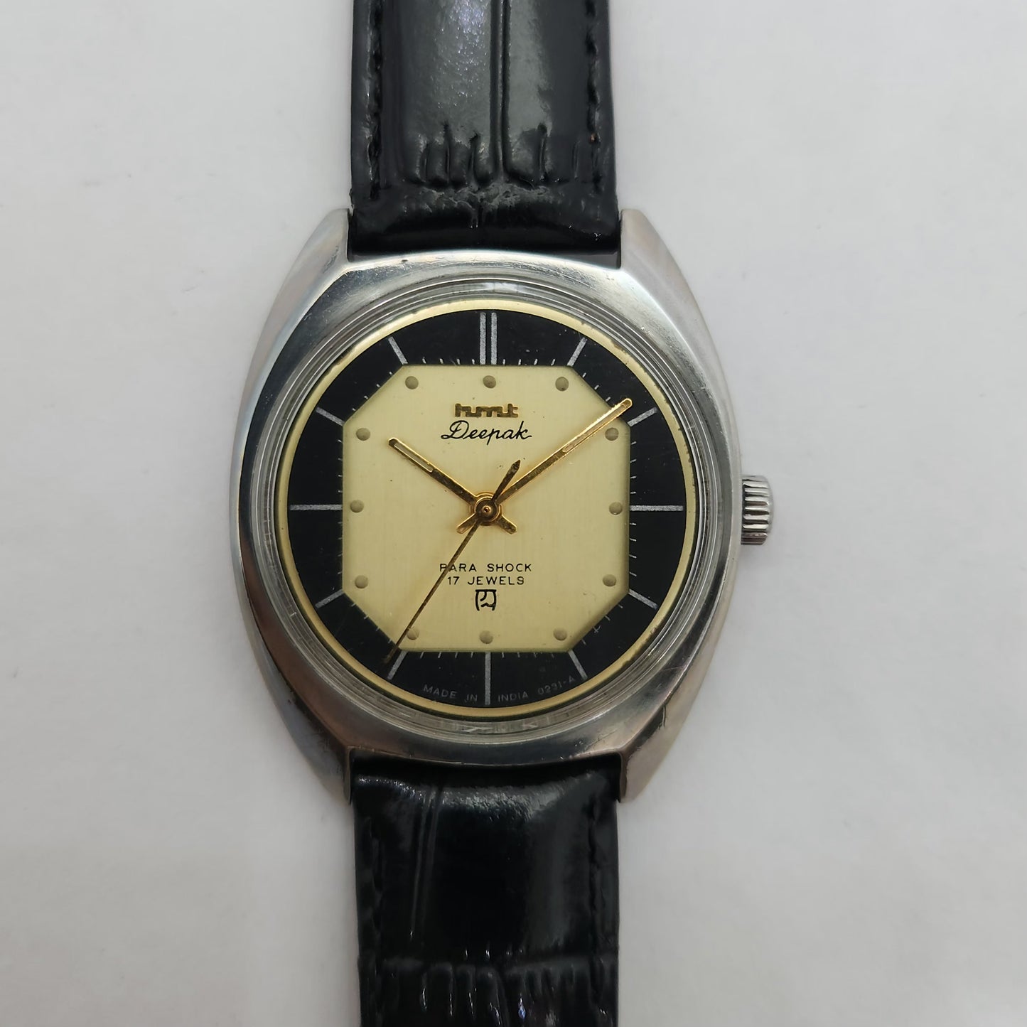 Vintage Original HMT Deepak Hand Winding 17 Jewels Golden Face Men's Wrist Watch OG193