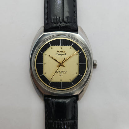Vintage Original HMT Deepak Hand Winding 17 Jewels Golden Face Men's Wrist Watch OG193