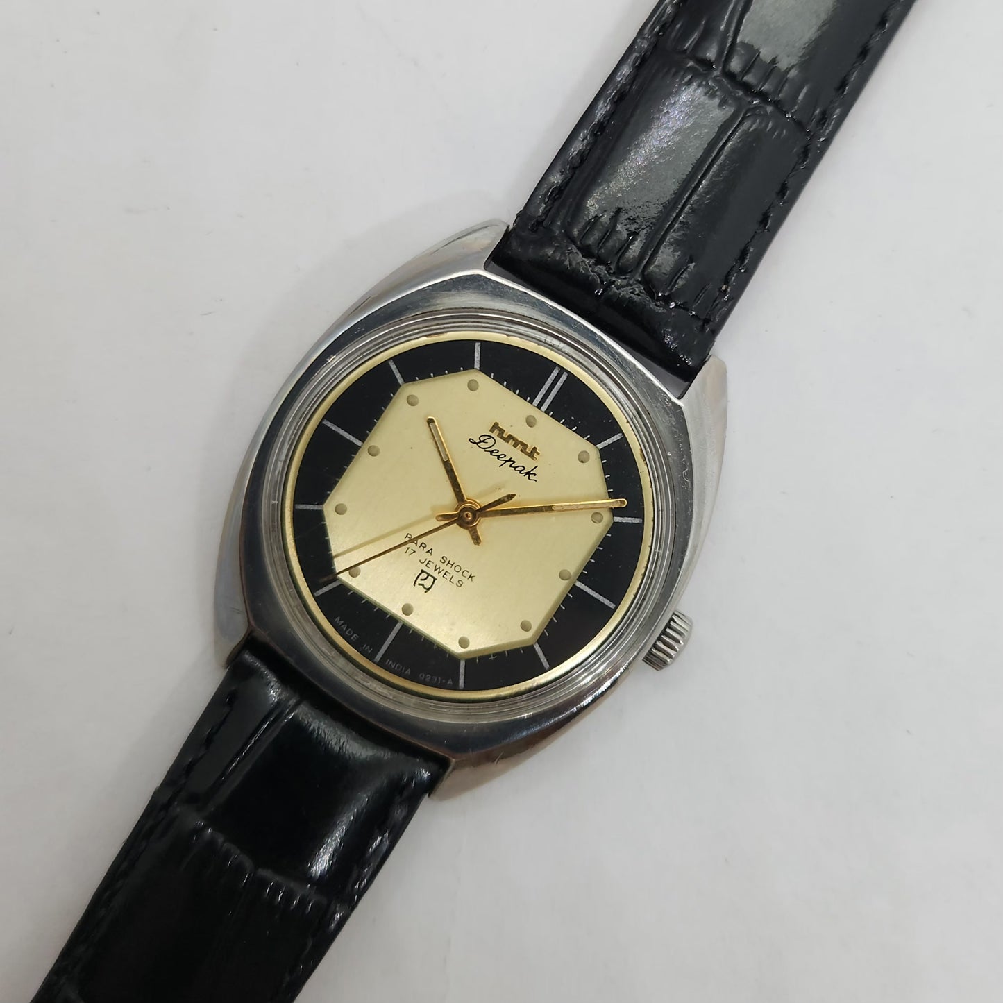 Vintage Original HMT Deepak Hand Winding 17 Jewels Golden Face Men's Wrist Watch OG193