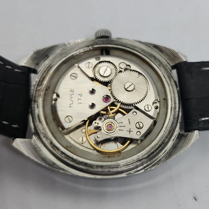Vintage Original HMT Kohinoor Hand Winding 17 Jewels Black Face Men's Wrist Watch OG194