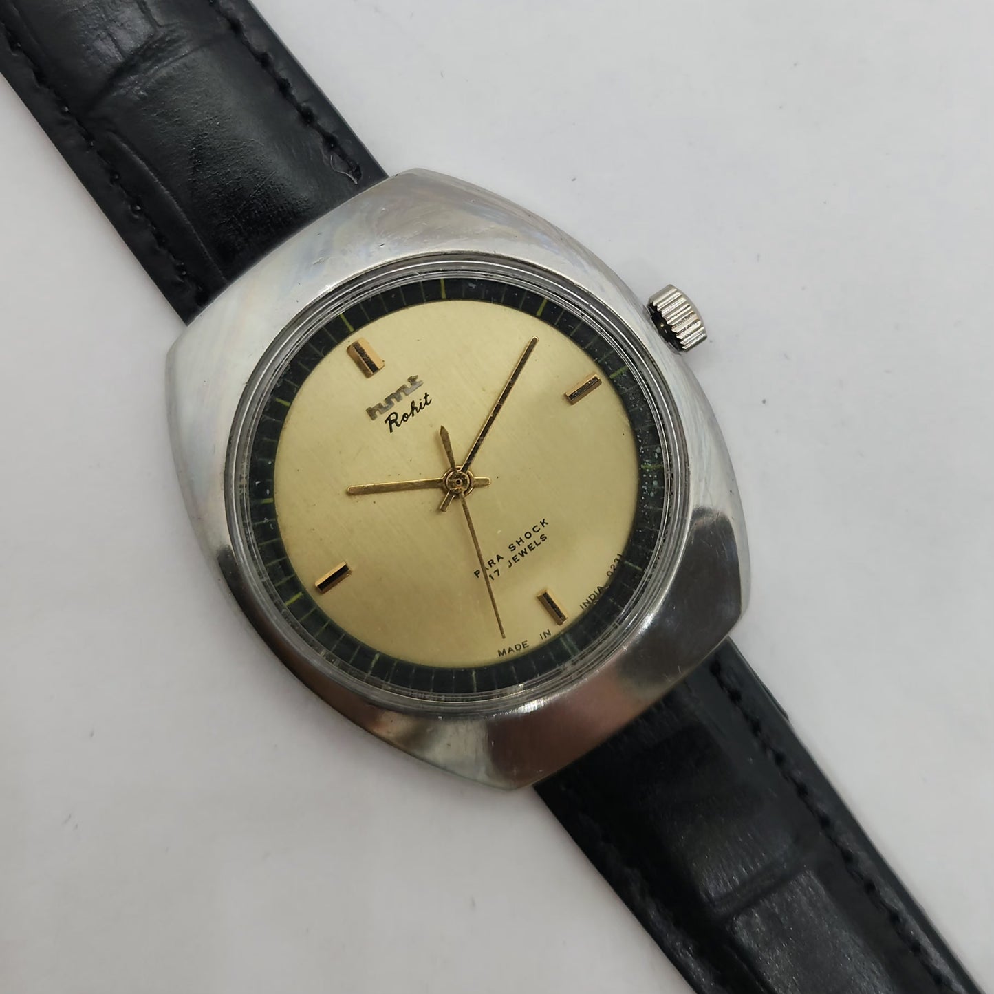 Vintage Original HMT Vijay Rohit Winding 17 Jewels Golden Face Men's Wrist Watch OG195