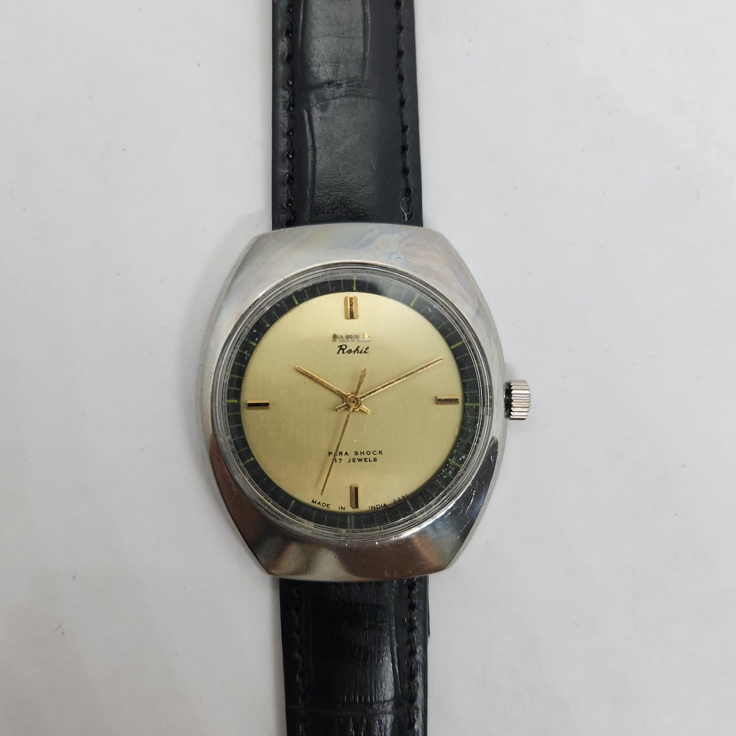 Vintage Original HMT Vijay Rohit Winding 17 Jewels Golden Face Men's Wrist Watch OG195