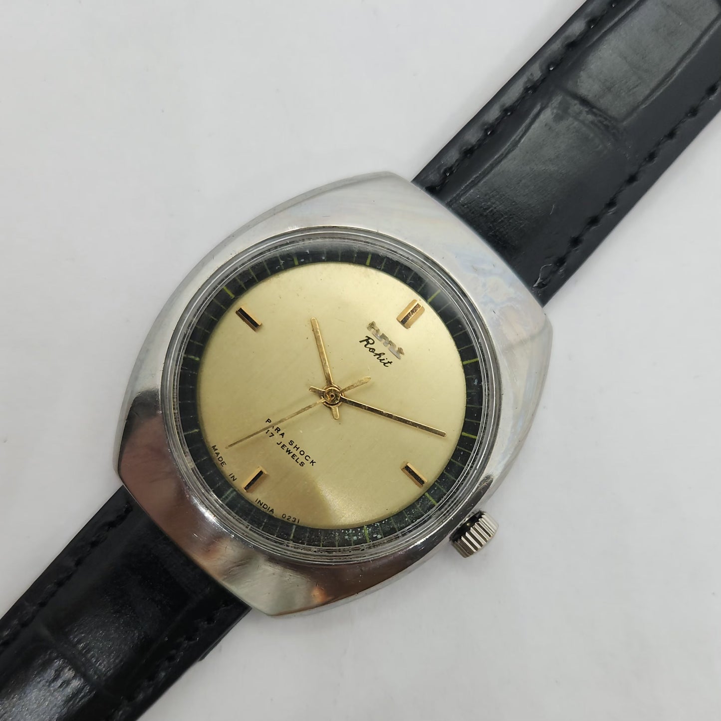 Vintage Original HMT Vijay Rohit Winding 17 Jewels Golden Face Men's Wrist Watch OG195