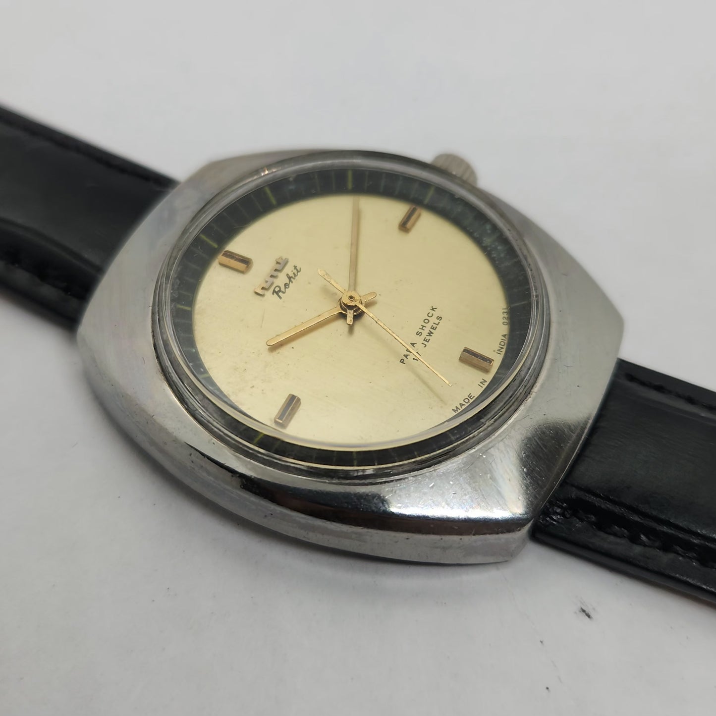 Vintage Original HMT Vijay Rohit Winding 17 Jewels Golden Face Men's Wrist Watch OG195
