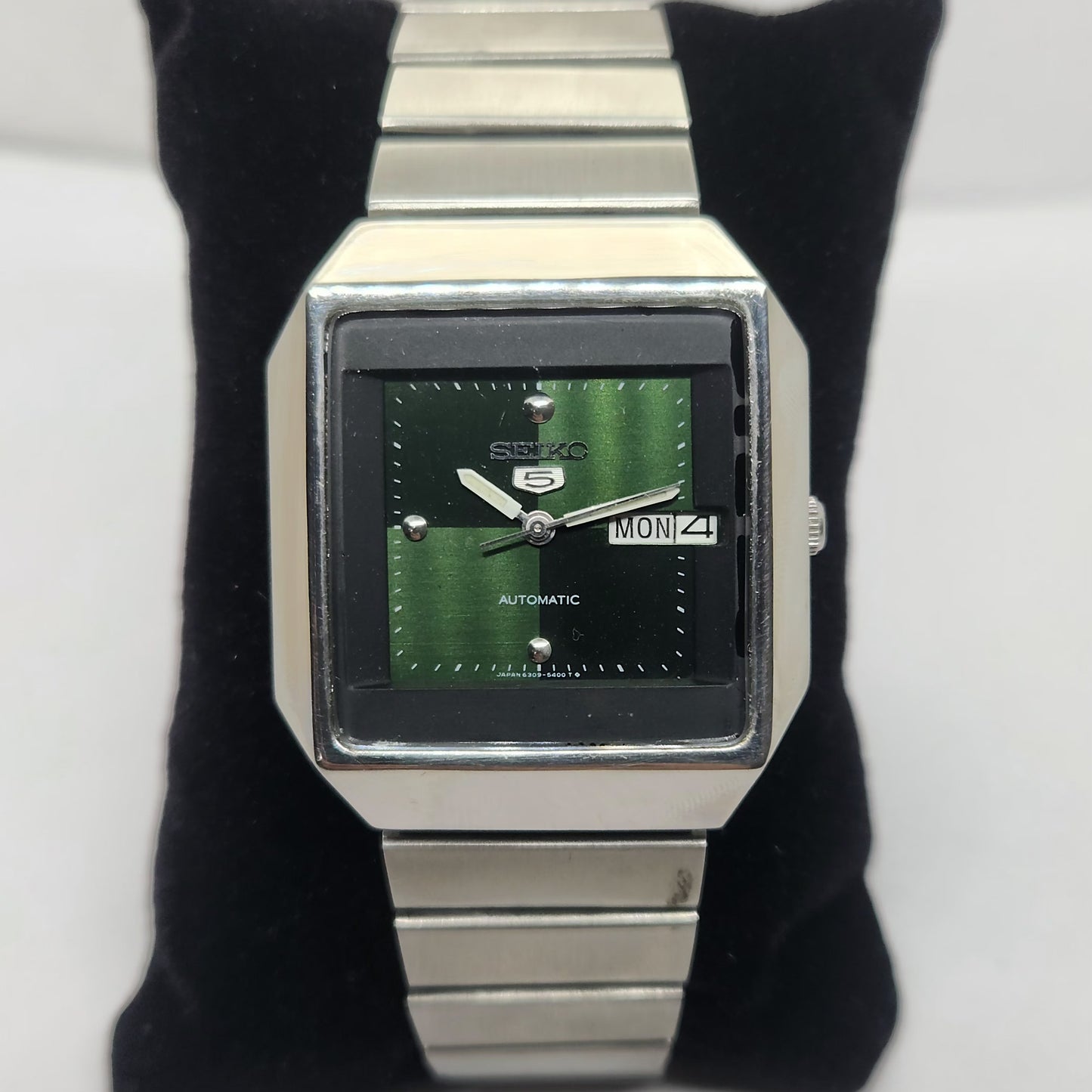 Vintage 1980 Original Seiko 5 Automatic 6309-510A Green face 17 Jewels Day-Date Japanese Men's Wrist Watch OG196