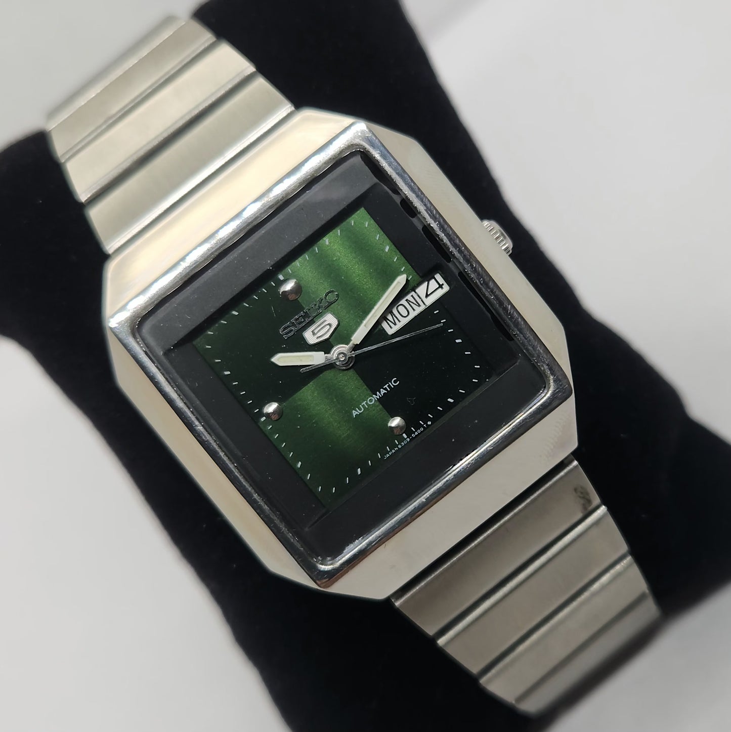 Vintage 1980 Original Seiko 5 Automatic 6309-510A Green face 17 Jewels Day-Date Japanese Men's Wrist Watch OG196