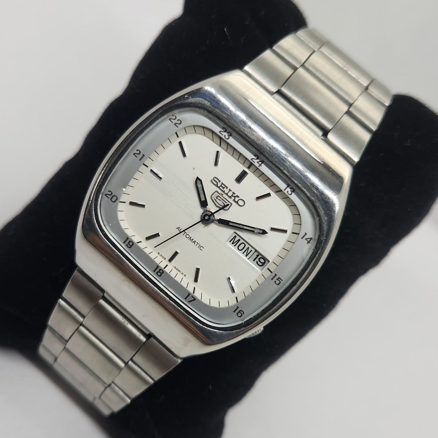 Vintage 1980 Original Seiko 5 Automatic 6309-5100 White face 17 Jewels Day-Date Japanese Men's Wrist Watch OG197