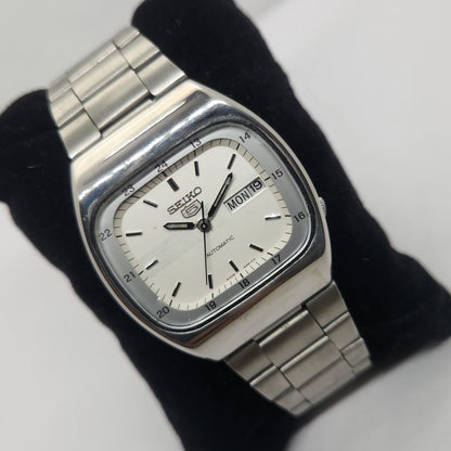 Vintage 1980 Original Seiko 5 Automatic 6309-5100 White face 17 Jewels Day-Date Japanese Men's Wrist Watch OG197