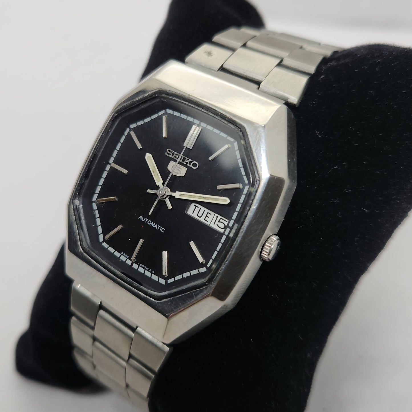 Vintage 1980 Original Seiko 5 Automatic 6309-8840 Black face 17 Jewels Day-Date Japanese Men's Wrist Watch OG200
