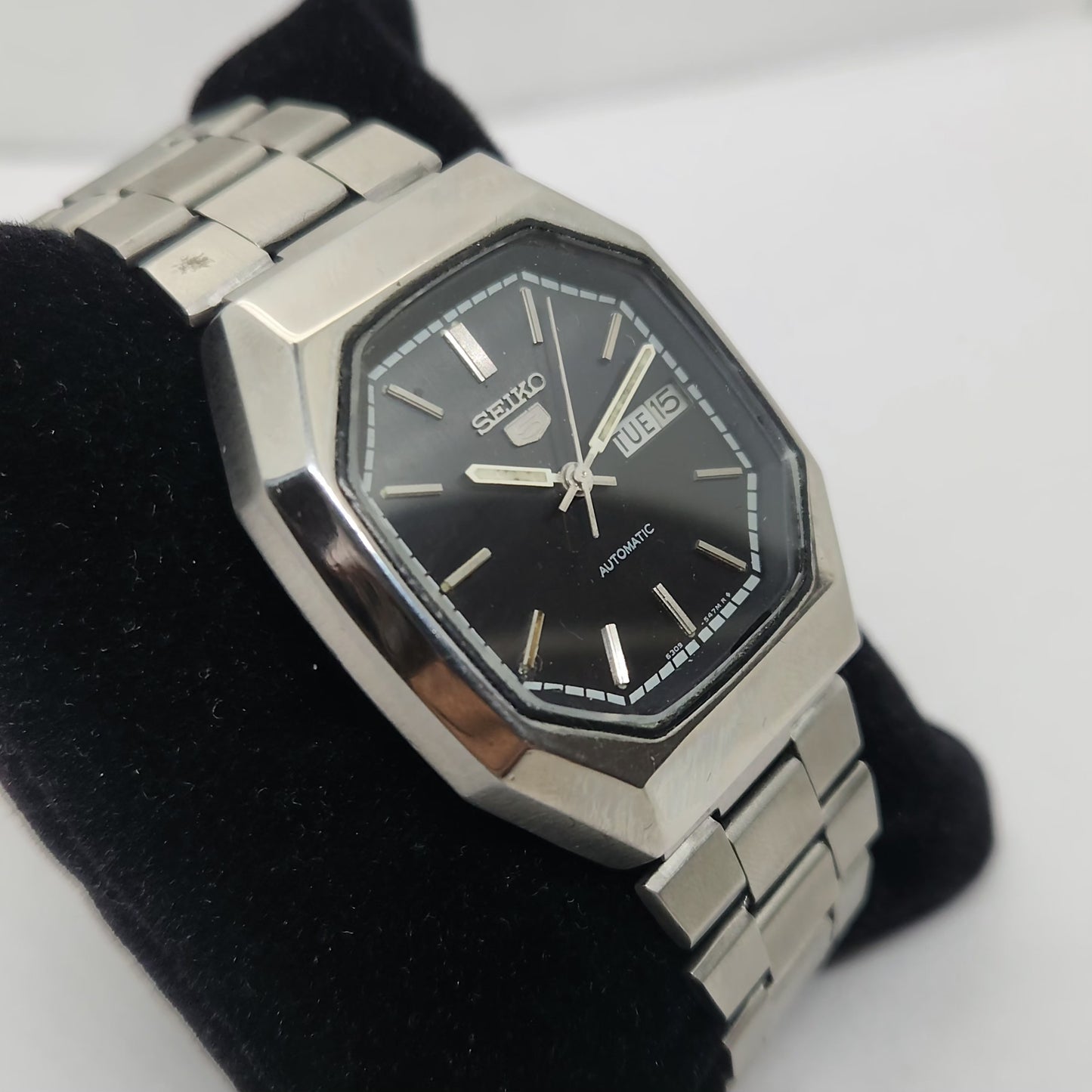 Vintage 1980 Original Seiko 5 Automatic 6309-8840 Black face 17 Jewels Day-Date Japanese Men's Wrist Watch OG200