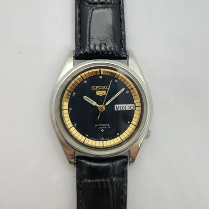 Vintage 1980 Original Seiko 5 Automatic 6309-8800 Black face 17 Jewels Day-Date Japanese Men's Wrist Watch OG201
