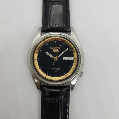 Vintage 1980 Original Seiko 5 Automatic 6309-8800 Black face 17 Jewels Day-Date Japanese Men's Wrist Watch OG201