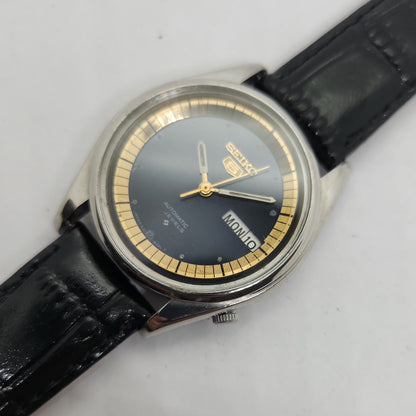 Vintage 1980 Original Seiko 5 Automatic 6309-8800 Black face 17 Jewels Day-Date Japanese Men's Wrist Watch OG201