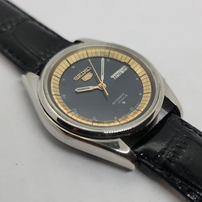 Vintage 1980 Original Seiko 5 Automatic 6309-8800 Black face 17 Jewels Day-Date Japanese Men's Wrist Watch OG201