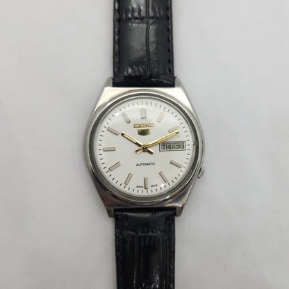 Vintage 1980 Original Seiko 5 Automatic 7009-3140 White face 17 Jewels Day-Date Japanese Men's Wrist Watch OG202
