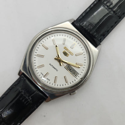 Vintage 1980 Original Seiko 5 Automatic 7009-3140 White face 17 Jewels Day-Date Japanese Men's Wrist Watch OG202