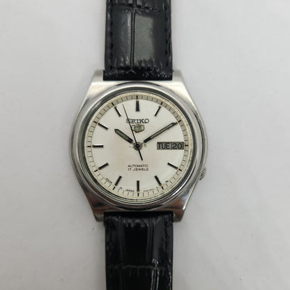 Vintage 1980 Original Seiko 5 Automatic 7009-3170 White face 21 Jewels Day-Date Japanese Men's Wrist Watch OG203