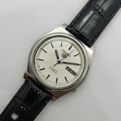 Vintage 1980 Original Seiko 5 Automatic 7009-3170 White face 21 Jewels Day-Date Japanese Men's Wrist Watch OG203
