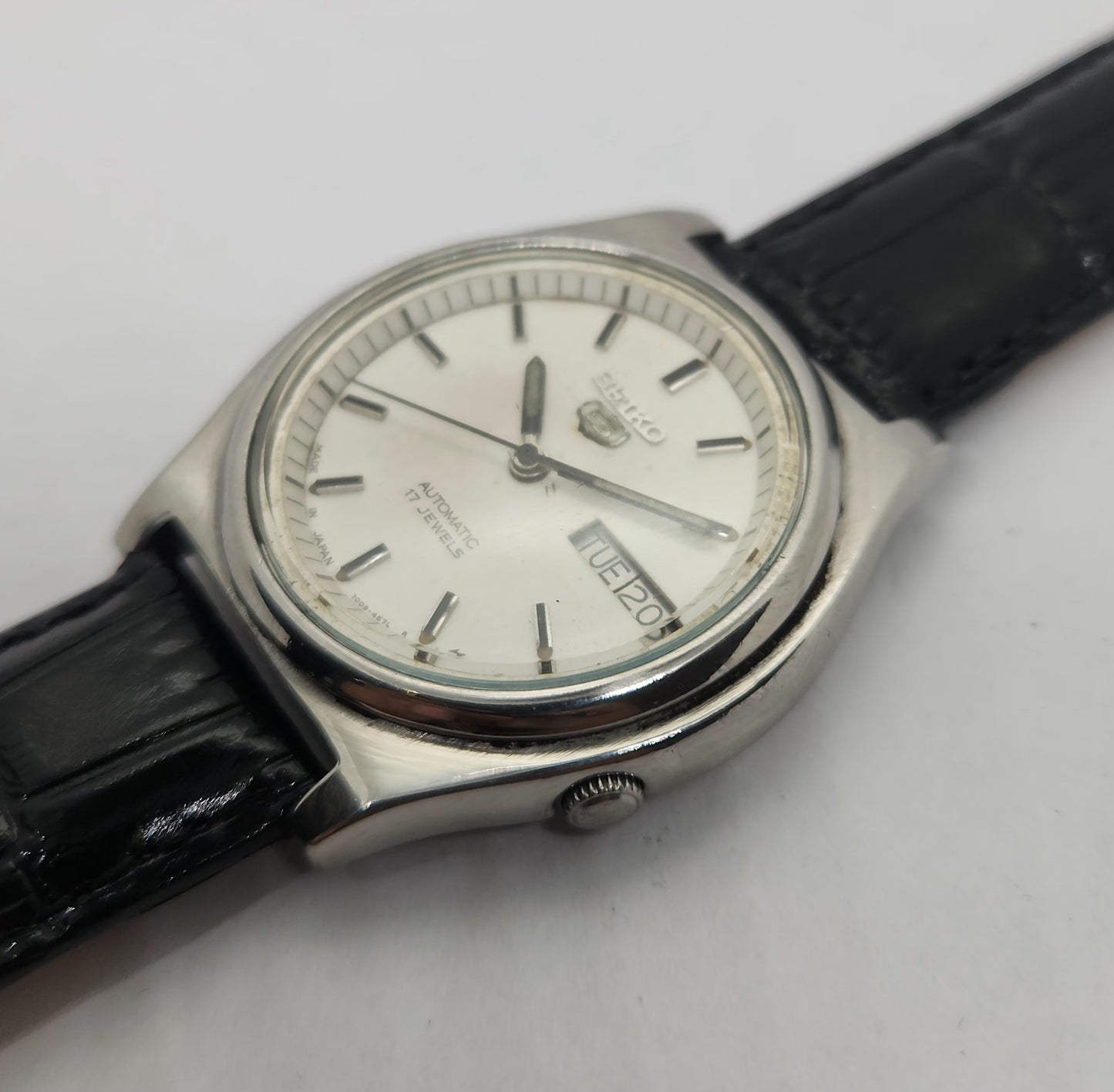 Vintage 1980 Original Seiko 5 Automatic 7009-3170 White face 21 Jewels Day-Date Japanese Men's Wrist Watch OG203