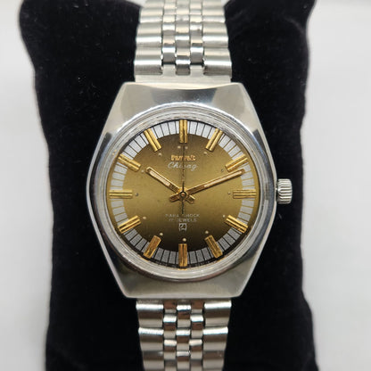 Vintage Original HMT Chirag Hand Winding 17 Jewels Brown Face Jubilee Bracelet Men's Wrist Watch OG206