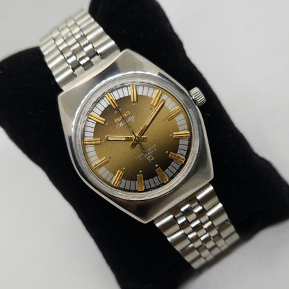 Vintage Original HMT Chirag Hand Winding 17 Jewels Brown Face Jubilee Bracelet Men's Wrist Watch OG206