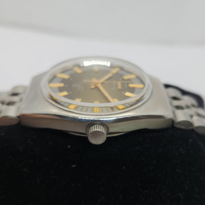 Vintage Original HMT Chirag Hand Winding 17 Jewels Brown Face Jubilee Bracelet Men's Wrist Watch OG206