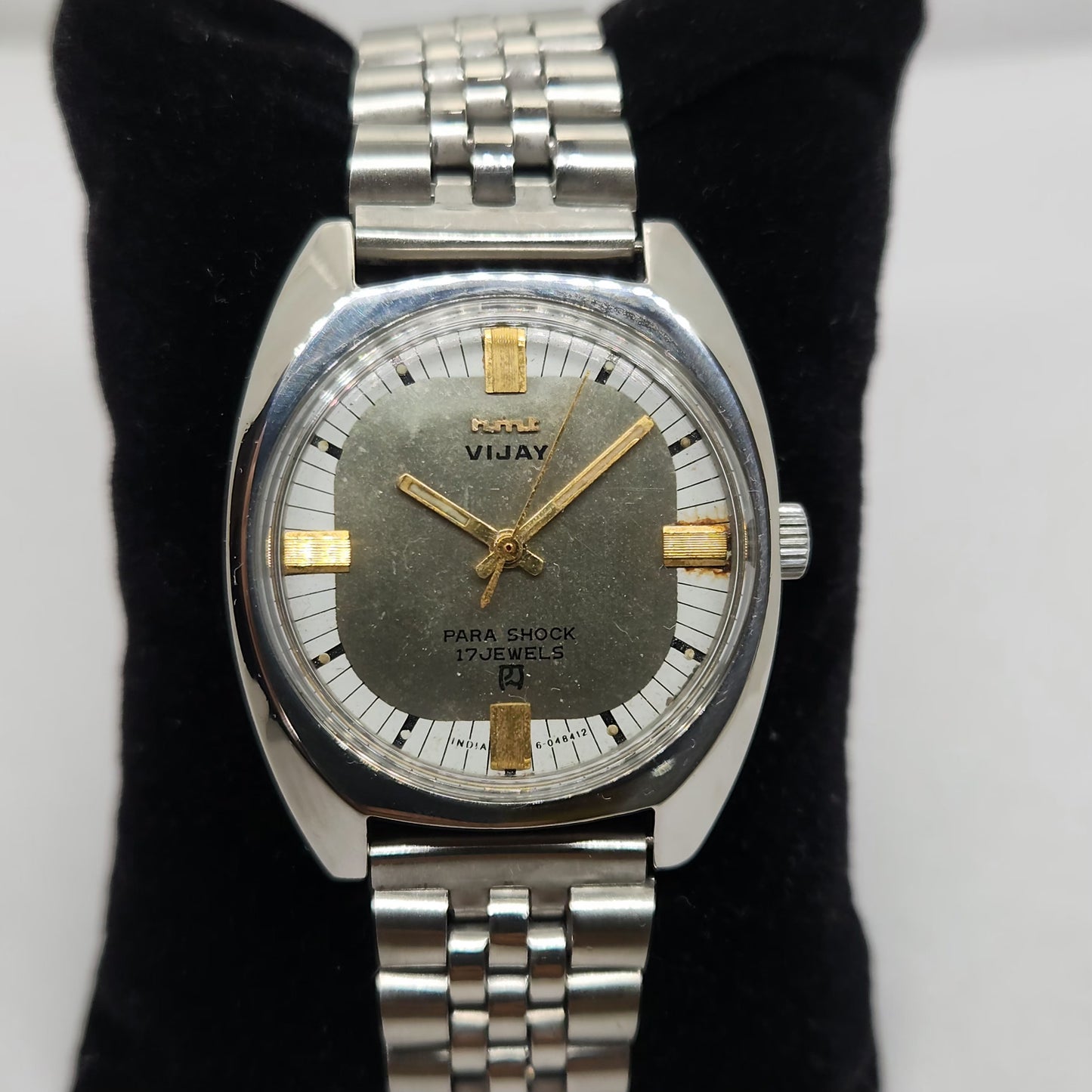 Vintage Original HMT Vijay Hand Winding 17 Jewels Silver Face Jubilee Bracelet Men's Wrist Watch OG207