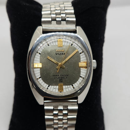 Vintage Original HMT Vijay Hand Winding 17 Jewels Silver Face Jubilee Bracelet Men's Wrist Watch OG207