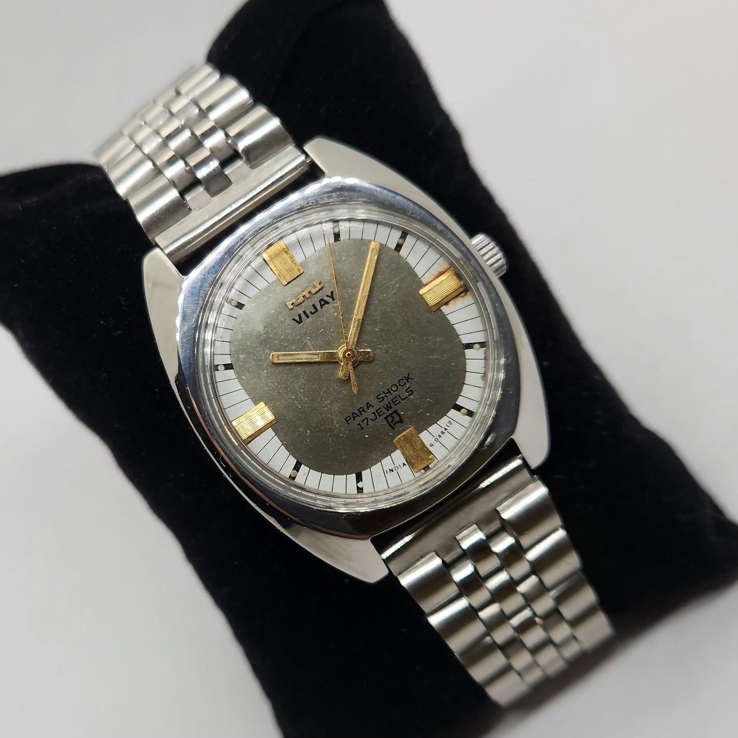 Vintage Original HMT Vijay Hand Winding 17 Jewels Silver Face Jubilee Bracelet Men's Wrist Watch OG207