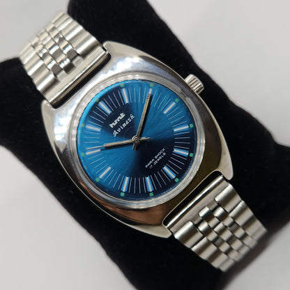 Vintage Original HMT Avinash Hand Winding 17 Jewels Blue Face Jubilee Bracelet Men's Wrist Watch OG208