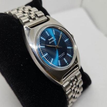 Vintage Original HMT Avinash Hand Winding 17 Jewels Blue Face Jubilee Bracelet Men's Wrist Watch OG208